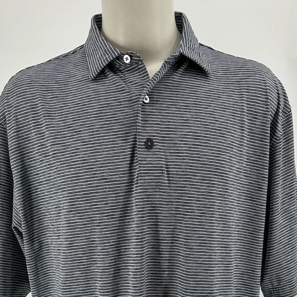 Men’s Footjoy FJ Golf polo black and white stripes size 2XL EUC - Picture 2 of 8